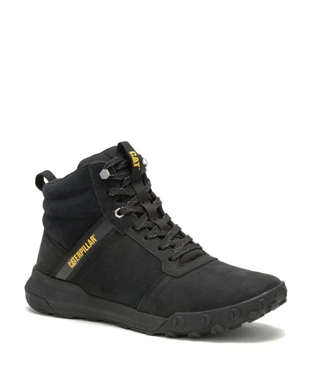Zapatilla Con Caña Cuero Hombre Hex Ready Mid Negro Cat