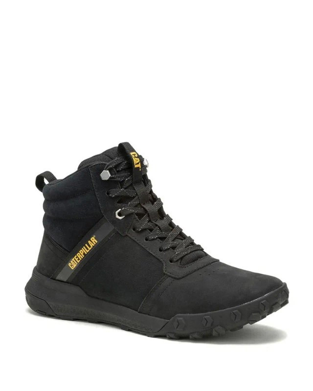 Zapatilla Con Caña Cuero Hombre Hex Ready Mid Negro Cat